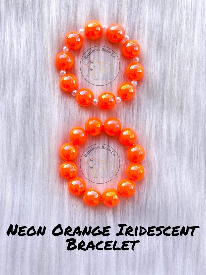 Neon Orange Iridescent Bracelet